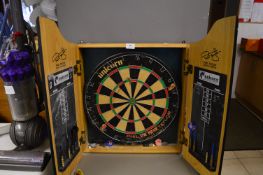 Phil Taylor Dart Board in Cabinet