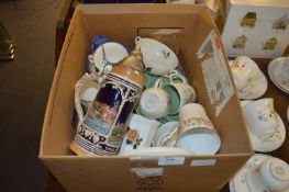 Box Containing Part Tea Set, Stein Jug, etc.
