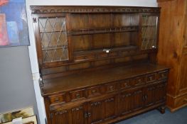 Large Oak Home Charm Dresser with Linen Fold Paneled Doors