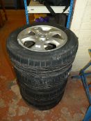 Four Jaguar Alloy Five Stud Wheels with Pirelli P600 Tyres 225/55 7R16