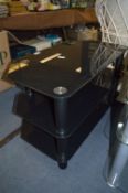 Black Glass Three Tier TV Stand