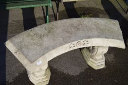 Concrete Garden Bench with Oriental Decoration