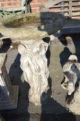 Concrete Birdbath with Classical Greek Ladies