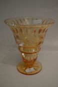 Peach Coloured Cut Glass Vase