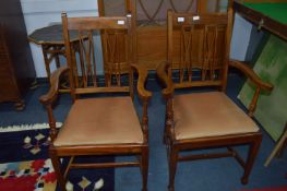 Pair of Beech Framed Armchairs