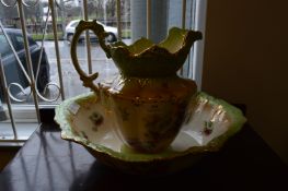 Floral Pattern Toilet Jug and Bowl Set