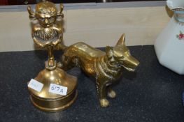 Brass Imp Doorstop & Brass Dog