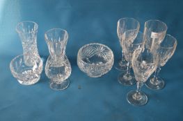 Lead Cut Crystal Glassware and Two Bowls