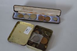 Cigarette Tin, Collection of Coins British Copper and Silver
