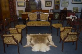 Victorian Seven Piece Parlour Consisting of Sofa Two Armchairs and Four Dining Chairs