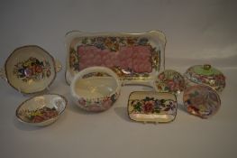 Eight Pieces of Maling Pottery: Pin Dishes, Lidded Bowl, etc.
