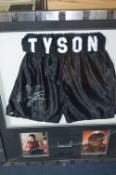 Framed and Signed Boxing Shorts with Photos Iron Mike Tyson