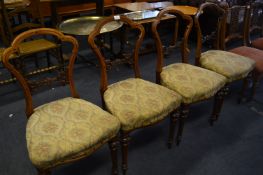 Set of Four Victorian Mahogany Dining Chairs with Upholstered Seats