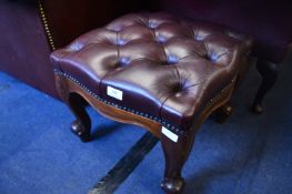 Leather Upholstered Mahogany Framed Stool