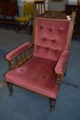 Walnut Framed Pink Upholstered Armchair