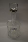 Glass Decanter with 925 Silver Rim, Makers Stap: J.E