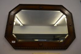 Lozenge Shaped Oak Framed Bevelled Edge Wall Mirror