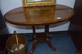 Walnut Oval Topped Pedestal Table