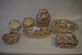 Seven Pieces of Maling Pottery: Lidded Jar, Box and Bowls