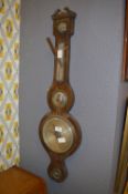 Burr Walnut Veneered Banjo Barometer
