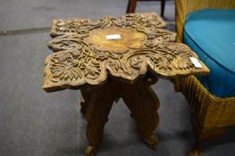 Burr Walnut Carved Plant Stand Side Table
