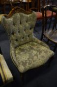 Walnut Framed Floral Upholstered Nursing Chair