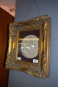 Gilt Framed Italian Circular Marble Relief Carved Plaque