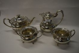 Four Piece Solid Silver Tea Set, Sheffield 1964 CB&S Approx. 2725g