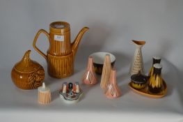 Hornsea Pottery Condiment Set, Sadler Coffee Pot and a Pickle Jar