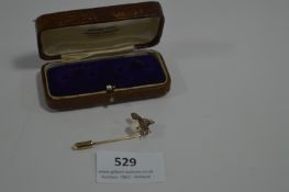 Silver Pin Brooch Bee Set with a Pearl