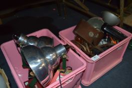 Two Boxes of Camera Equipment, Lighting Lamps and Accessories