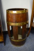 Oak Brass Bound Stick Stand Barrel