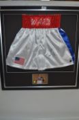 Framed and Signed Boxing Shorts Mickey Ward