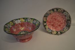 Maling Pottery Garland Bowl and Clematis Dish