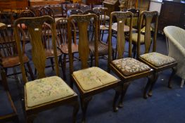 Set of Four High Back Queen Anne Dining Chairs
