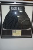 Framed and Signed Boxing Shorts Jake Lamotta