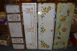 Four Enameled Metal Fire Hearth Panels