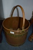 Copper and Brass Bound Coal Bucket