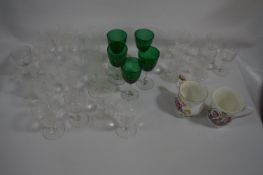 Collection of Drinking Glassware Including Green Glass