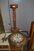 Double Sided Hanging Bracket Wall Clock and a Barley Twist Stand