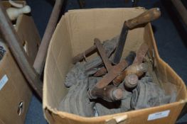 Four Windout Table Handles and Carved Wood Cobbles