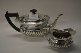 Hallmarked Silver Teapot and Cream Jug Approx. 507g