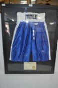 Framed and Signed Boxing Shorts Marvelous Marvin Hagler