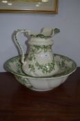 Green and White Jug and Bowl Set