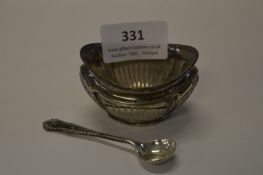 Hallmarked Silver Salt and Spoon Approx. 34g