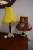 Two Carved Wood Table Lamps