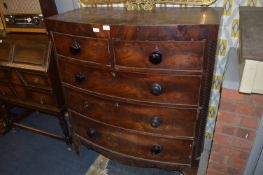 19th Century Bow Front Chest of Drawers with Barley Twist Corners