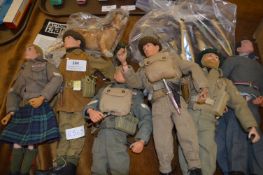 Six Action Man Figures With Brutus Action Man Guard Dog and Accessories