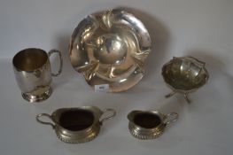 Silver Plated Ware; Cream Jugs and a Dish