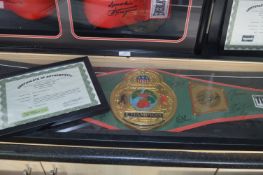 Framed Title Boxing Champion Belt Signed By Seventeen World Champions